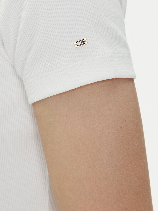 Tommy Hilfiger Tommy Hilfiger Polo marškinėliai Slim Gold Button Polo Ss WW0WW45436 Balta Regular Fit