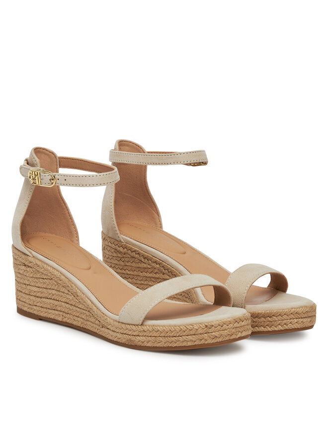Tommy Hilfiger Espadrilky Tommy Hilfiger Suede Ankle Mid Wedge Espadrille FW0FW08479 Béžová