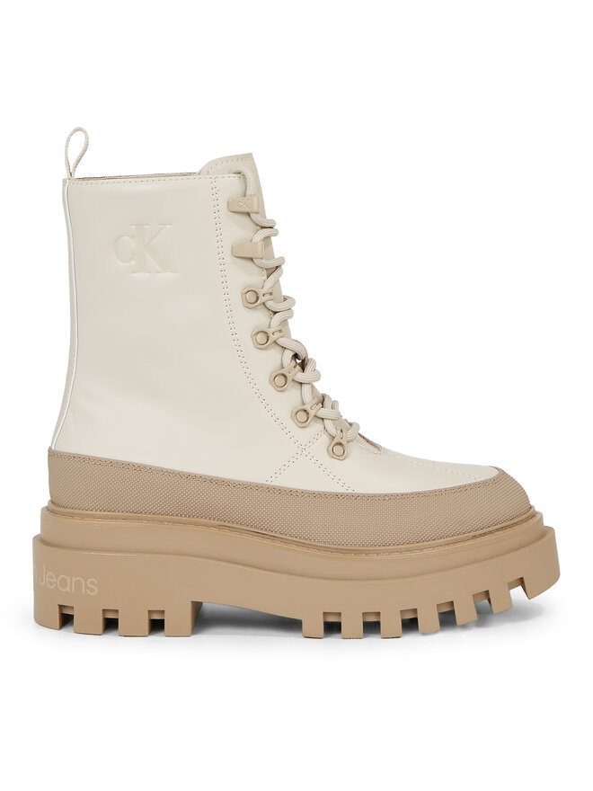 Calvin Klein Jeans Ботильйони Calvin Klein Jeans Flatform Lace Up Boot Lth YW0YW01110 Бежевий