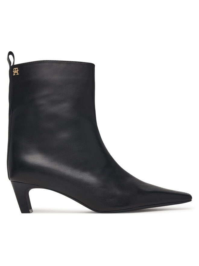 Tommy Hilfiger Stiefeletten Tommy Hilfiger Kitten Heel Leather Ankle Boot FW0FW09669 Schwarz