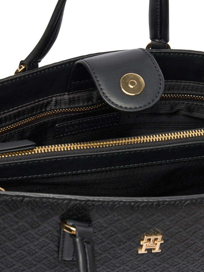 Tommy Hilfiger Handtasche Tommy Hilfiger Th Daily Satchel Mono AW0AW18418 Schwarz