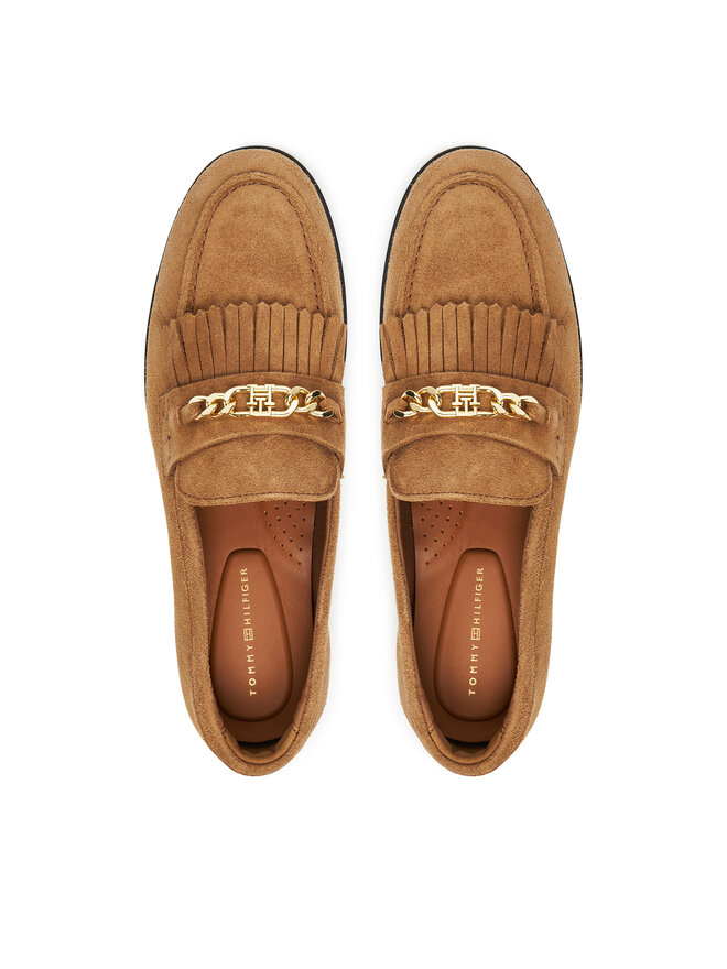 Tommy Hilfiger Loafersy Tommy Hilfiger Chain Fringe FW0FW08972 Brązowy