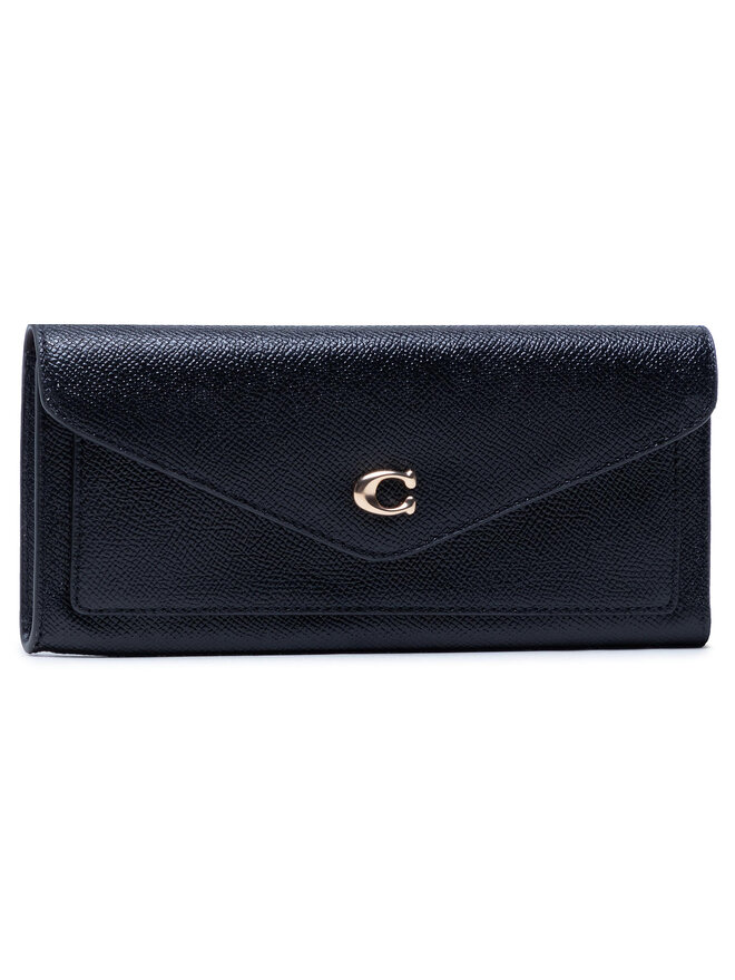 Portefeuille femme grand format Coach Crl Lth Wyn Sft Wlt C2326 Noir chaussures