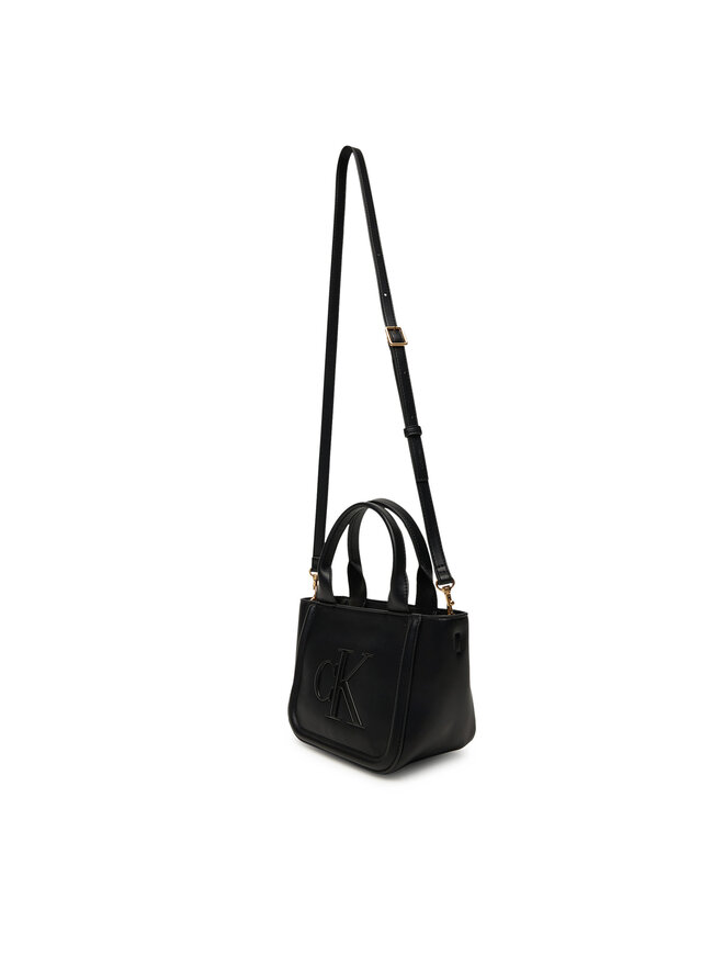Calvin Klein Ročna torba Calvin Klein Bold Ck Small Tote With Strap LV04F3219G Črna