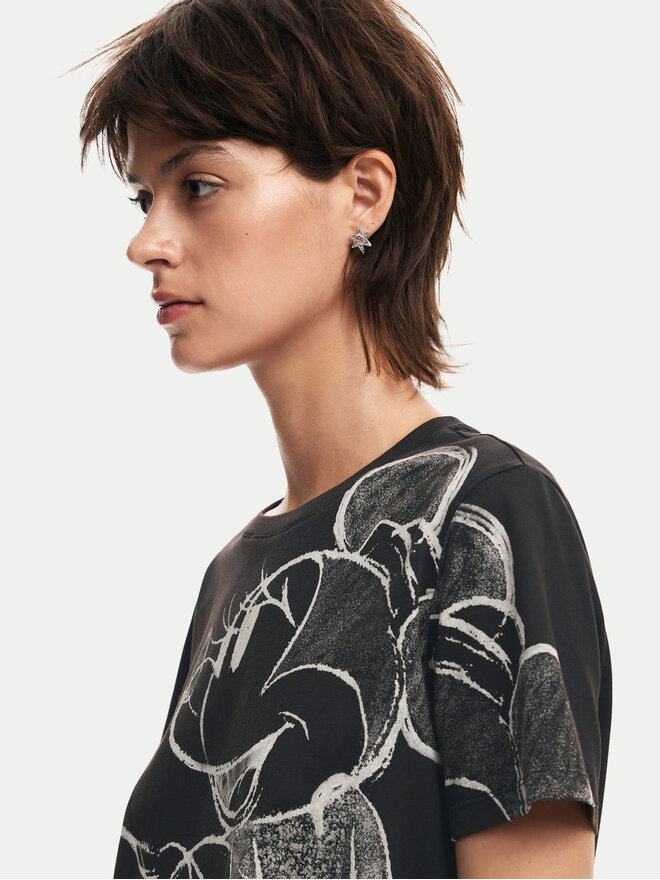 Desigual Desigual Marškinėliai Mickey Drawing 24WWTKA1 Juoda Regular Fit