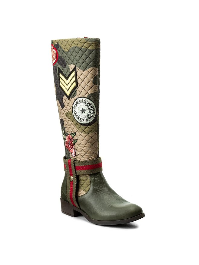 Stivali al ginocchio Desigual Amazona Militar 17WSTLC4 Verde escarpe