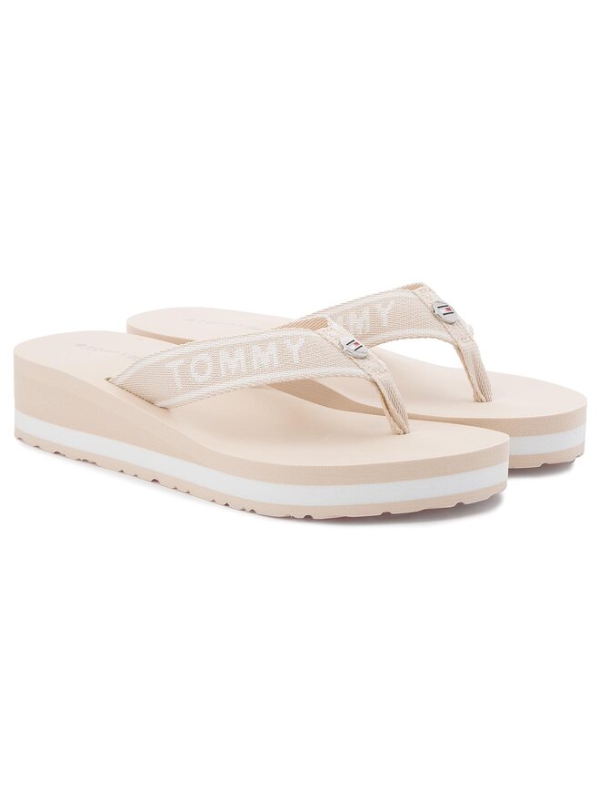 Tommy Hilfiger Zehentrenner Tommy Hilfiger Branding Beach Sandal FW0FW02953 Beige