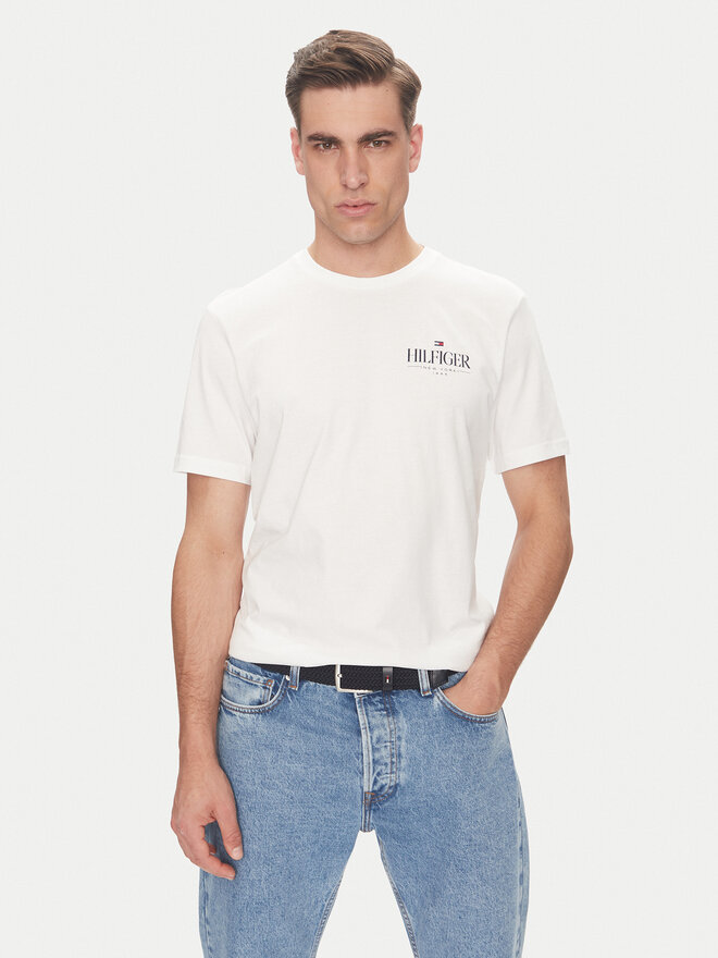 Tommy Hilfiger Tommy Hilfiger Marškinėliai Stack MW0MW39355 Balta Regular Fit