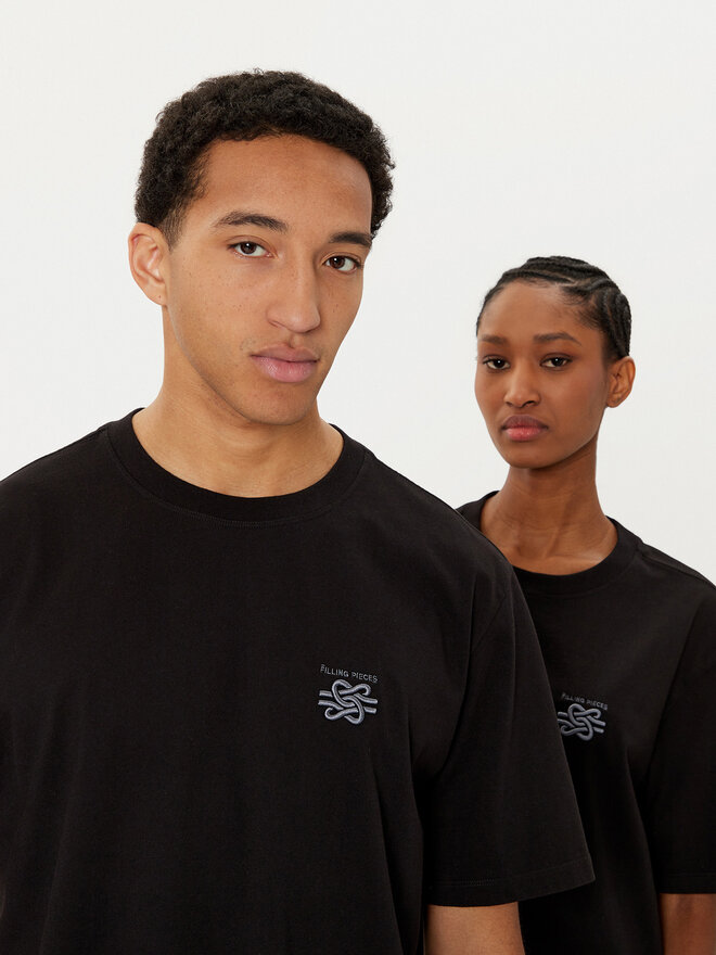 Filling Pieces Filling Pieces T-Shirt Unisex Embroidered Knot 7449986 Μαύρο Regular Fit