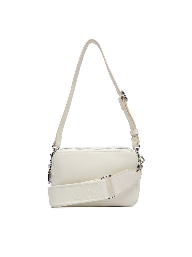 Calvin Klein Handtasche Calvin Klein Webbing Double Strap Camera Bag LV04F3165G Weiß