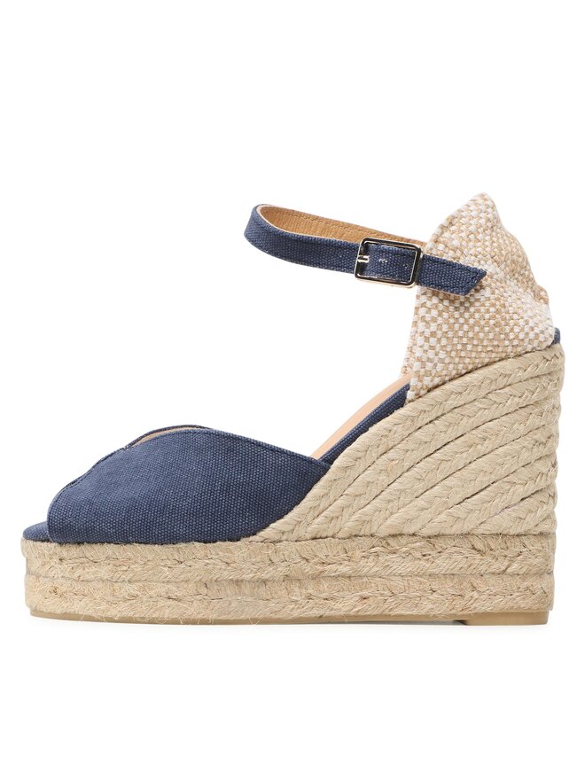 Espadrilles Castaner Femme – Modèle Careen En EVA Canne à Sucre, Semelle Compensée 7 Cm, Rubans Coton (Bleu) - 8