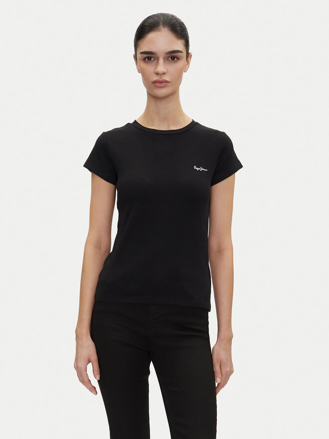 Pepe Jeans Pepe Jeans Marškinėliai PL506037 Juoda Regular Fit