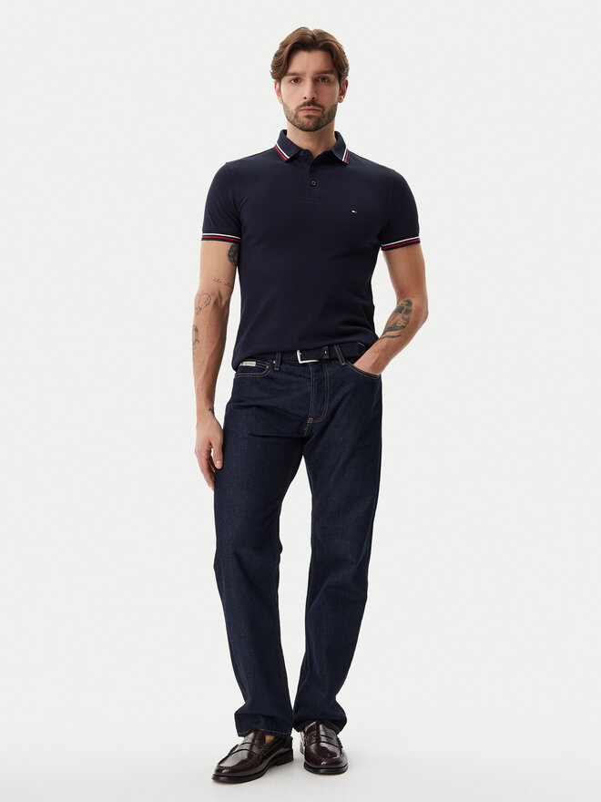 Tommy Hilfiger Tommy Hilfiger Pólóing Tipped MW0MW37346 Sötétkék Slim Fit