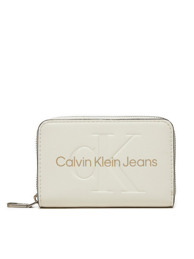 Calvin Klein Jeans Mazs sieviešu maks Calvin Klein Jeans Zip Around Mono K60K612255 Balts