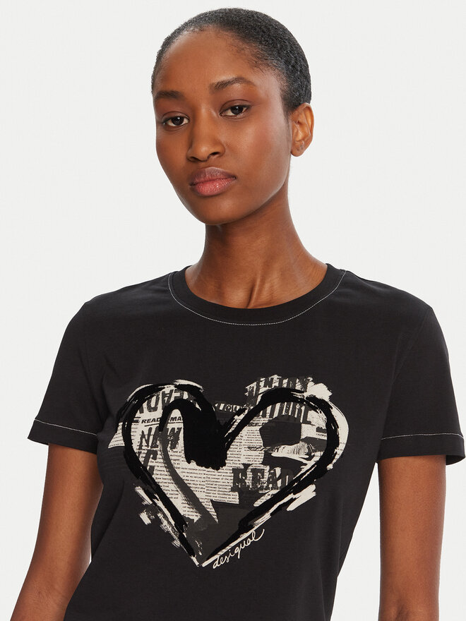 Desigual Desigual Camiseta Letter Core 25WWTK04 Negro Regular Fit