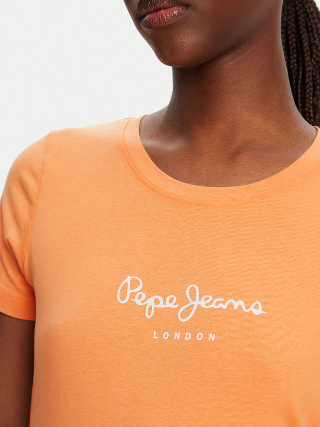 Pepe Jeans Pepe Jeans Marškinėliai New Virginia PL505202 Oranžinė Slim Fit