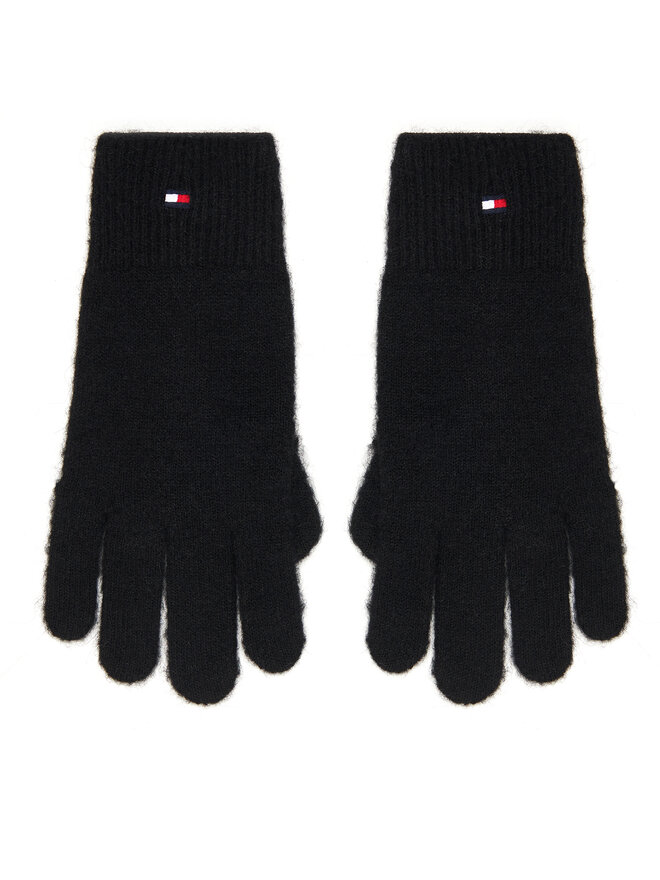 Tommy Hilfiger Guantes de mujer Tommy Hilfiger Flag Fluffy AW0AW17797 Negro