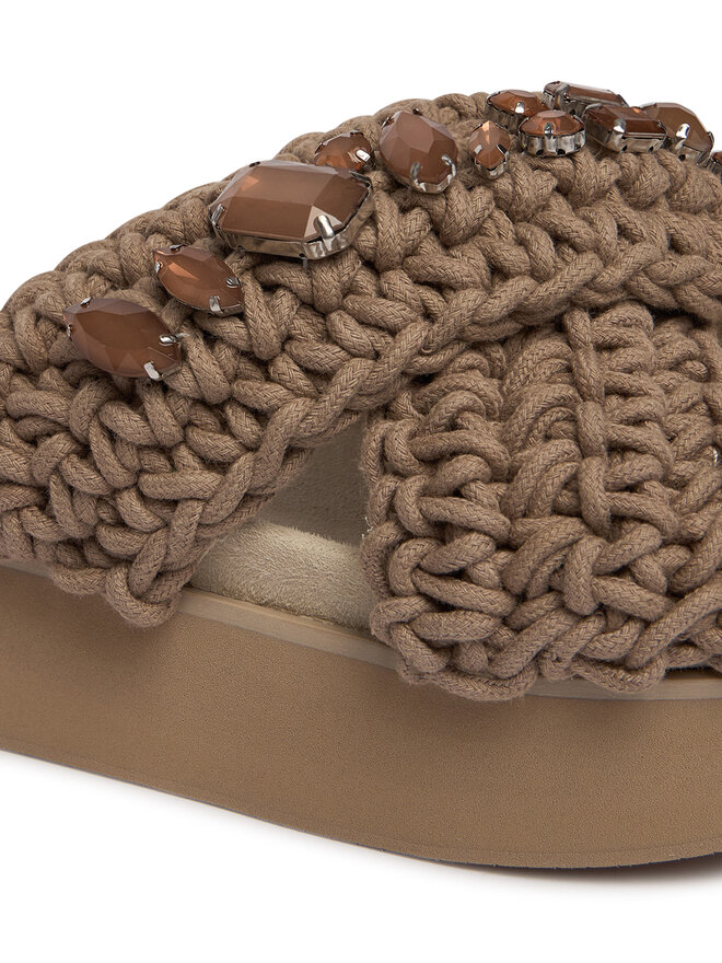 Inuikii Pantoletten Inuikii Woven Stones Platform 1004.005.0043 Beige