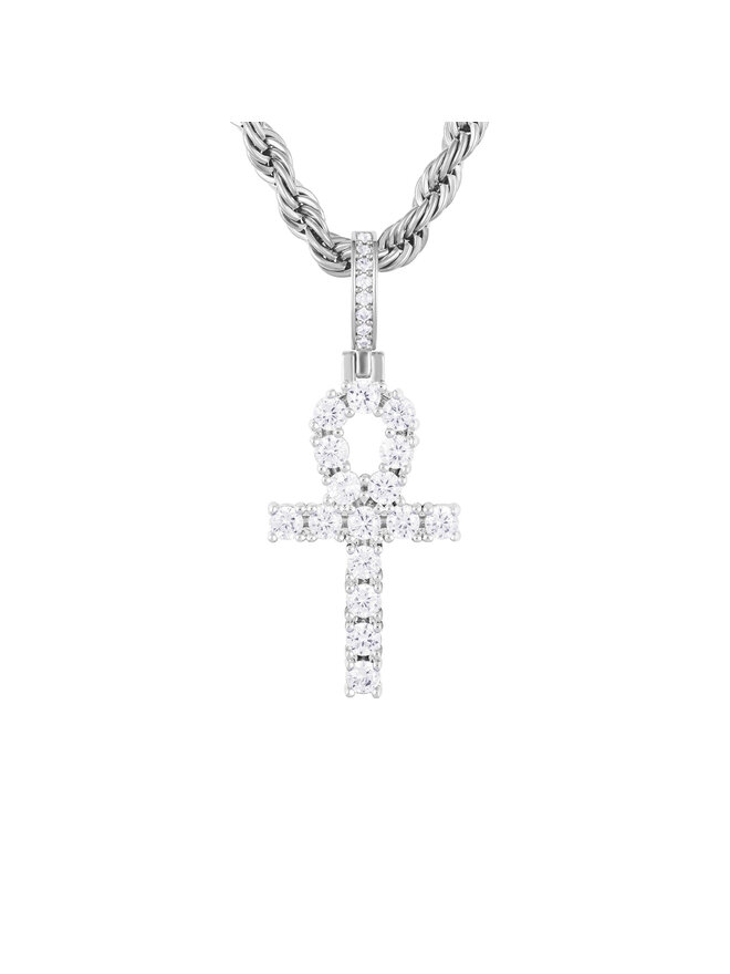 ICED STUFF Ciondolo ICED STUFF Micro Ankh Oro bianco