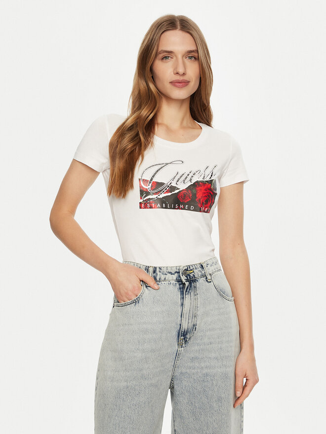 Guess Guess Camiseta W5RI03 J1314 Blanco Regular Fit