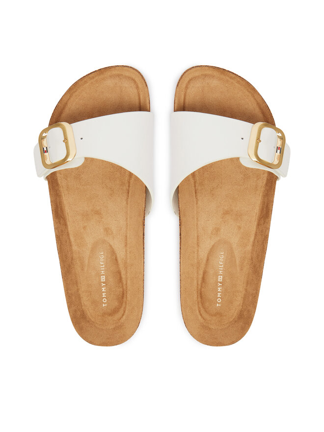 Tommy Hilfiger Pantoletten Tommy Hilfiger Cork Footbed Slip-On FW0FW09344 Weiß