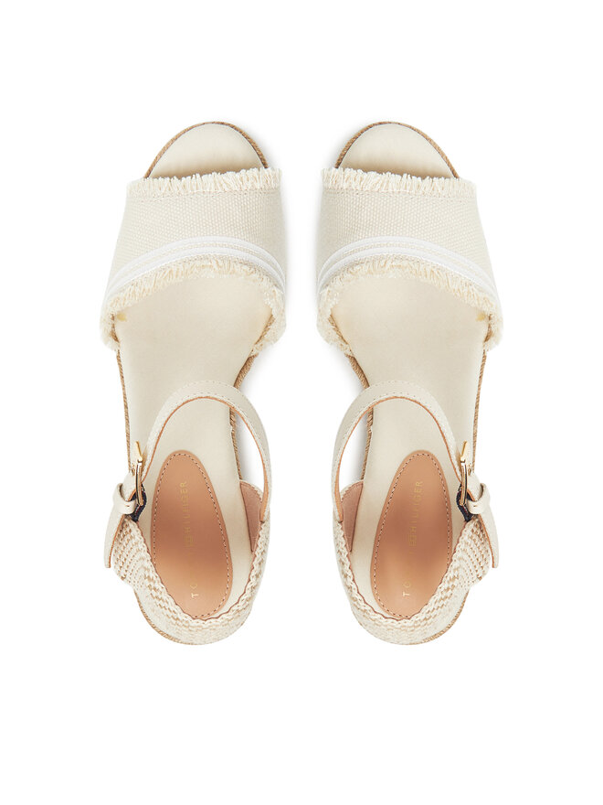 Tommy Hilfiger Espadrilky Tommy Hilfiger Fringe Canvas Medium Wedge FW0FW08879 Béžová