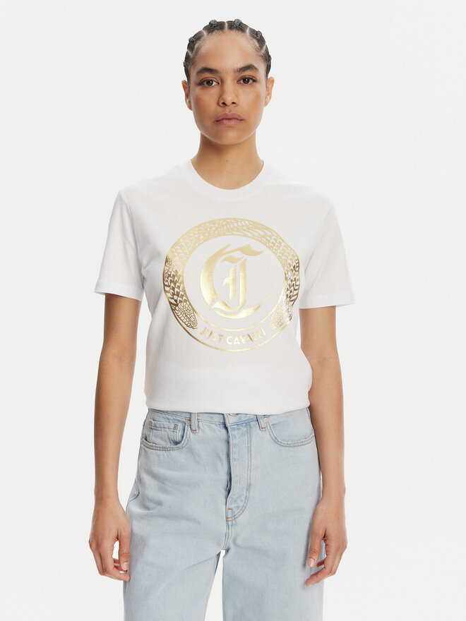 Just Cavalli Just Cavalli T-Shirt 78PAHT01 Weiß Regular Fit
