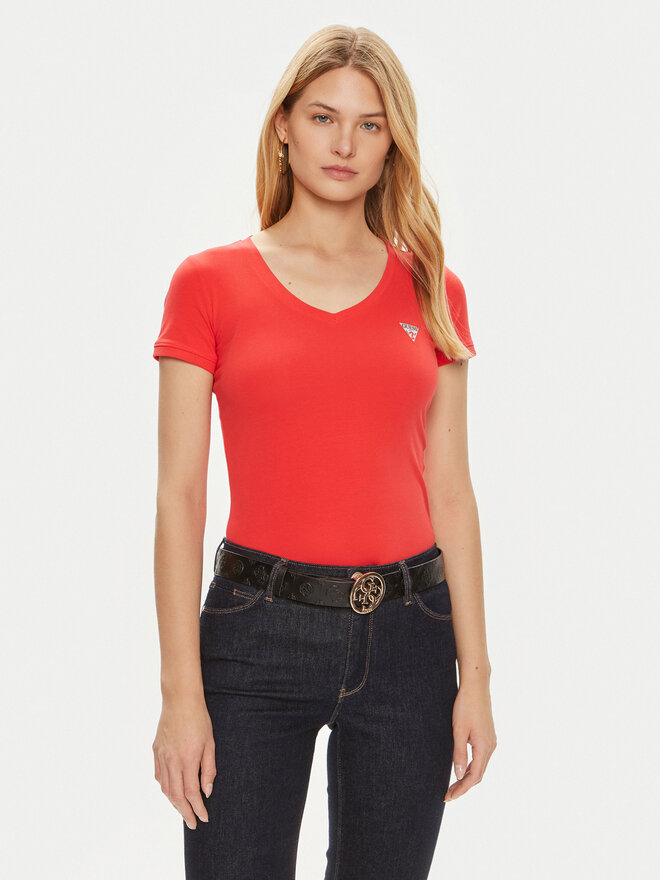 Guess Guess Marškinėliai W2YI45 J1314 Raudona Slim Fit