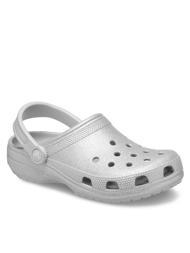 Crocs Şlapi Crocs Classic Glitter Clog 205942 Argintiu