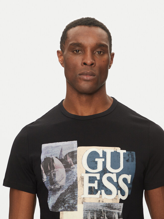 Guess Guess Marškinėliai M5GI04 I3Z14 Juoda Slim Fit