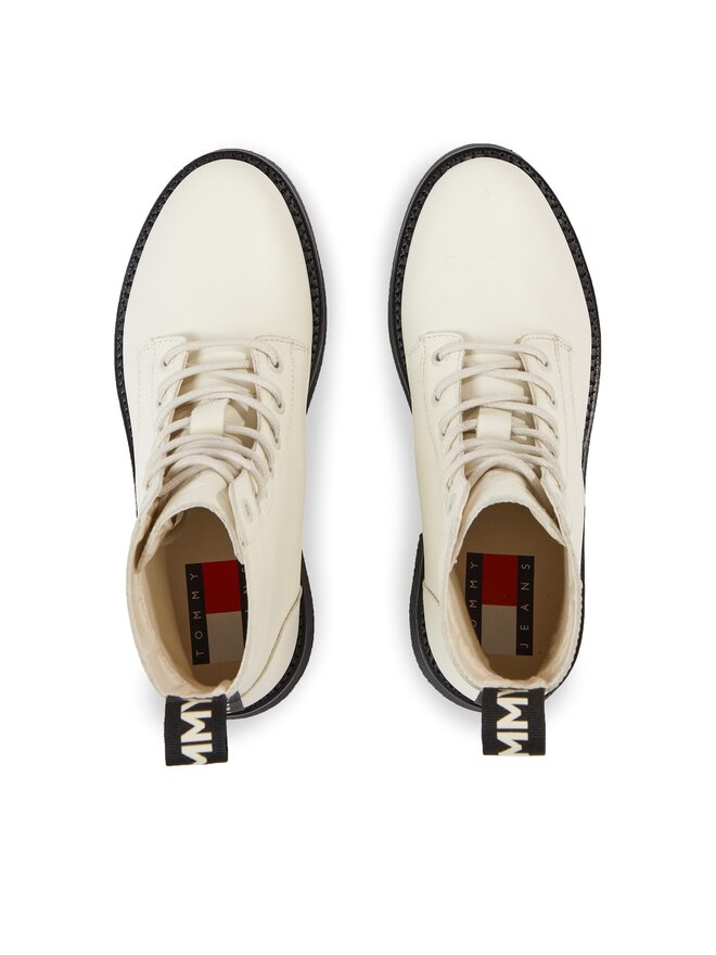 Tommy Jeans Botines Tommy Jeans Tjw Lace Up Flat Boot EN0EN02310 Écru