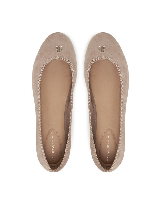 Tommy Hilfiger Baleriny Tommy Hilfiger Th Hardware Suede Ballerina FW0FW08655 Beżowy