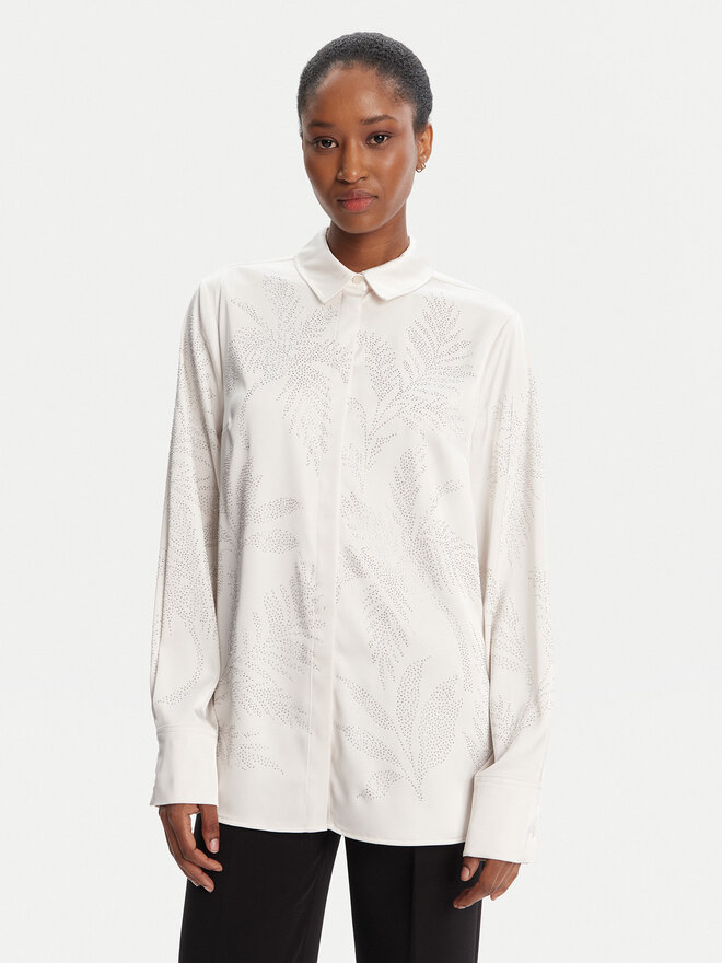 Guess Guess Camisa W5YH40 WFQC2 Écru Regular Fit