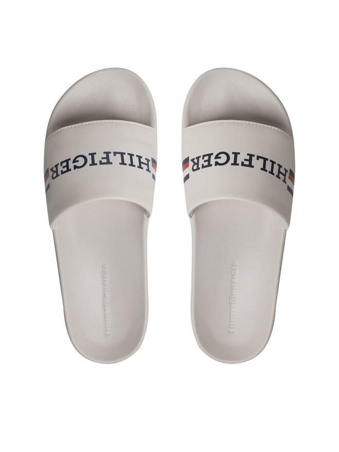 Tommy Hilfiger Pantoletten Tommy Hilfiger Corporate Flag Pool Slide FM0FM04613 Weiß
