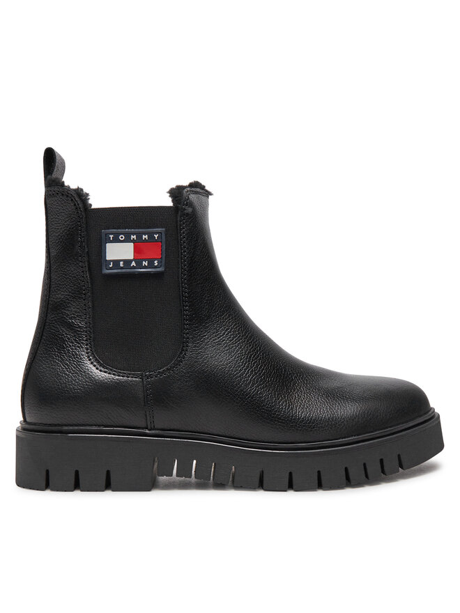 Tommy Jeans Kotníková obuv s elastickým prvkem Tommy Jeans Chelsea EN0EN02626 Černá