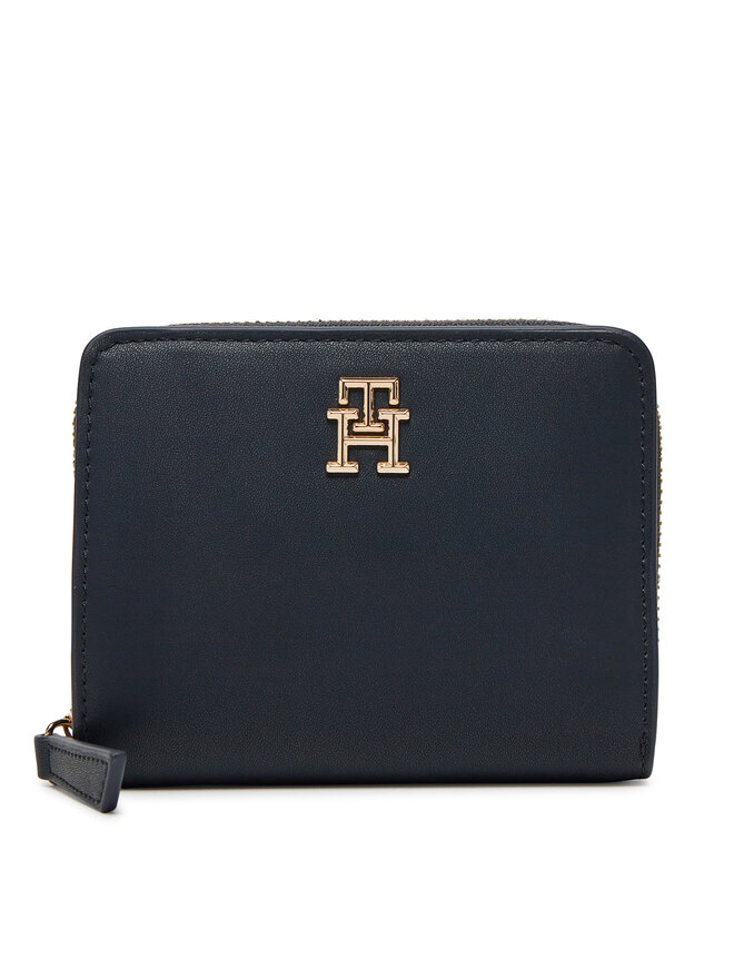 Tommy Hilfiger Mały Portfel Damski Tommy Hilfiger Th Logotape Med Za AW0AW17408 Granatowy