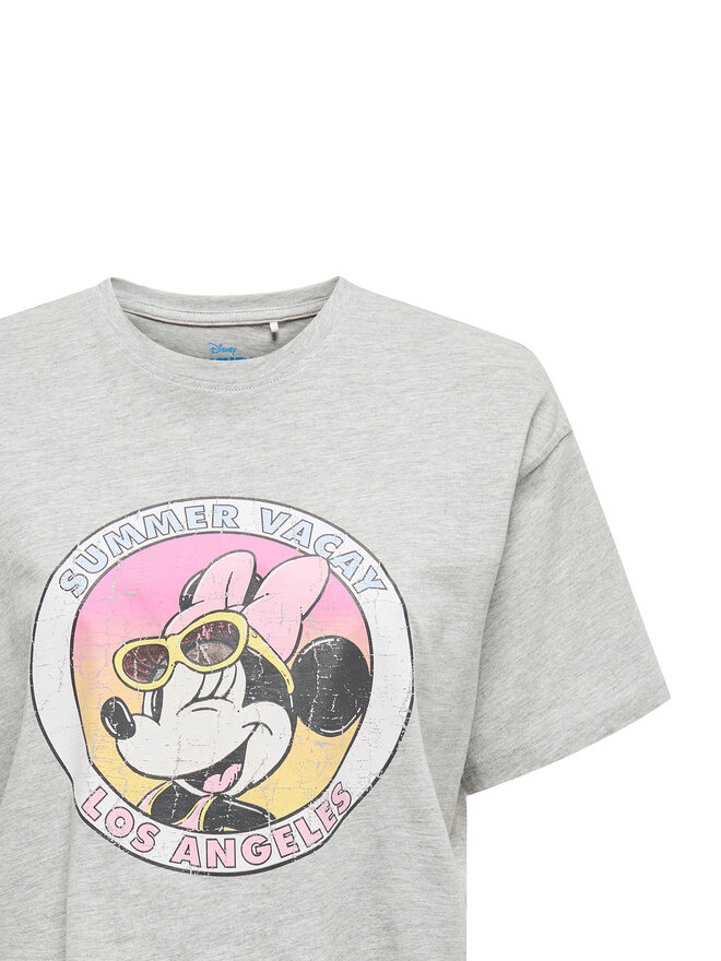 ONLY ONLY Camiseta Mickey Minnie 15348126 Gris Regular Fit