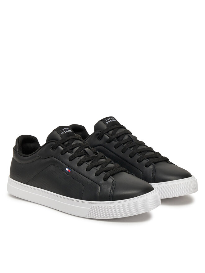 Tommy Hilfiger Sneakersy Tommy Hilfiger Icon Court Pinperf Lth FM0FM05483 Černá