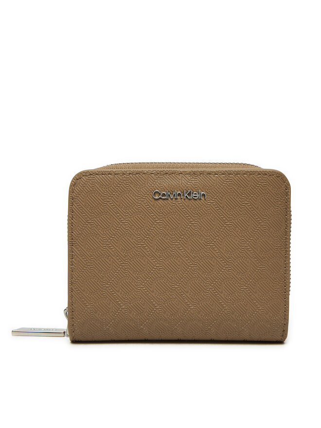 Calvin Klein Majhna ženska denarnica Calvin Klein Ck Must Medium Zip Around_Mono K60K612825 Rjava