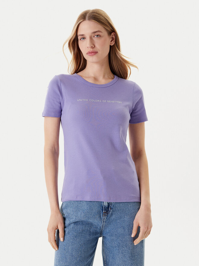 United Colors Of Benetton United Colors Of Benetton Marškinėliai 3GA2E16A2 Violetinė Regular Fit