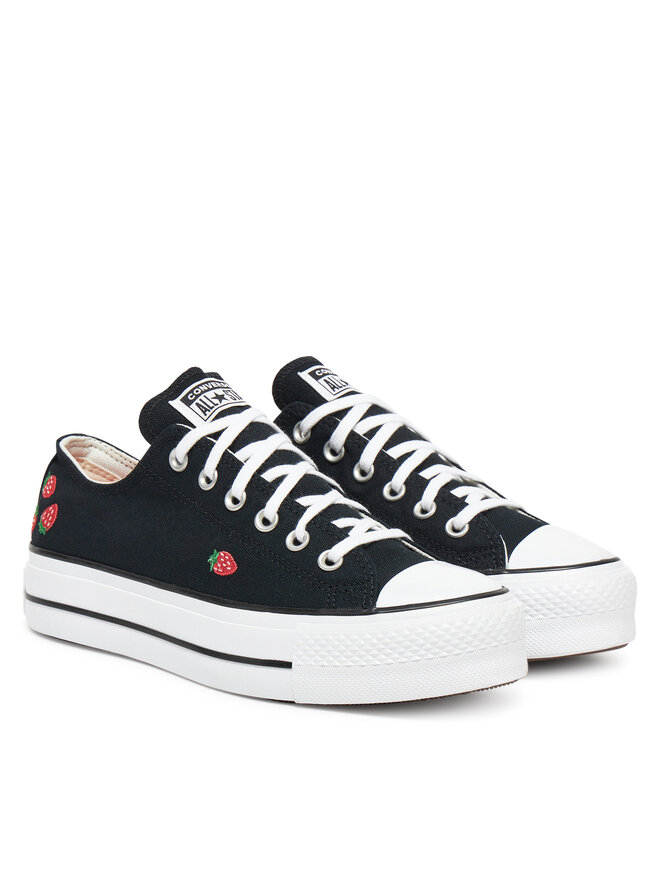 Converse Plátěnky Converse Chuck Taylor All Star Lift Platform Embroidered Strawberries A14935C Černá