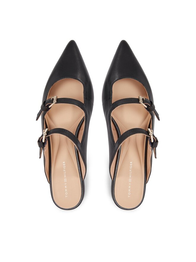 Tommy Hilfiger Παντόφλες Tommy Hilfiger Th Pointy Leather Mule FW0FW07722 Μαύρο