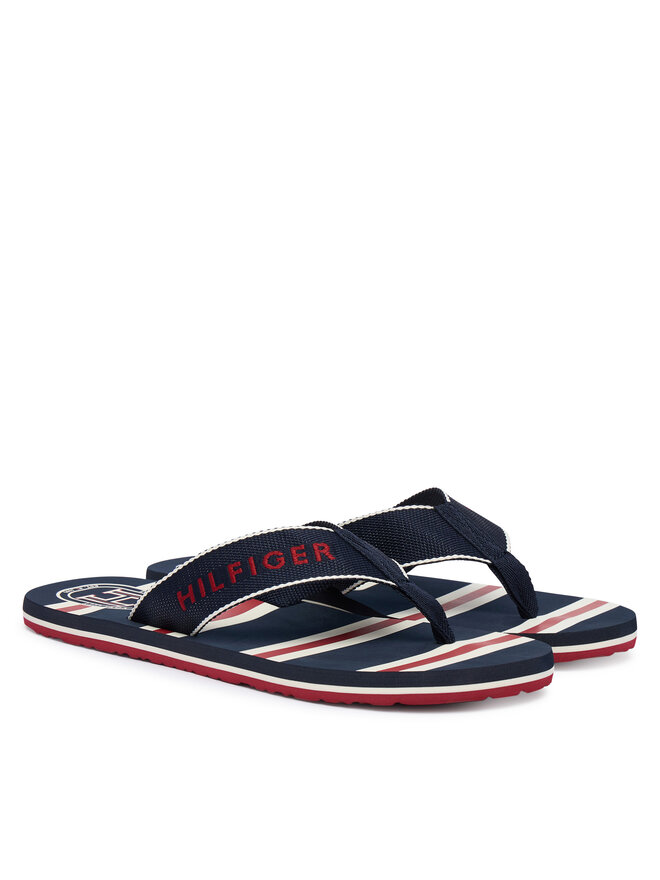 Tommy Hilfiger Zehentrenner Tommy Hilfiger Stripes Beach Sandal FM0FM06003 Dunkelblau