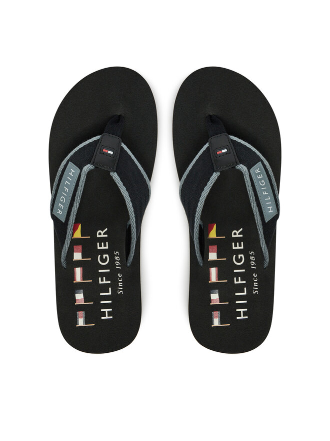 Tommy Hilfiger Japonki Tommy Hilfiger Patch Hilfiger Beach Sandal FM0FM05435 Czarny