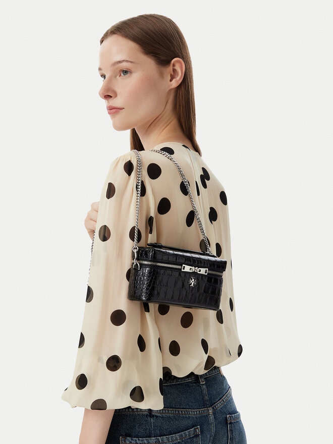 Tory Burch Handtasche Tory Burch Charlie Embossed 185868 Schwarz