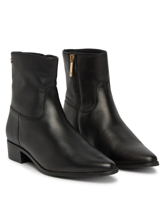 Tommy Hilfiger Stiefeletten Tommy Hilfiger Leather Ankle Boot W Zip FW0FW09921 Schwarz