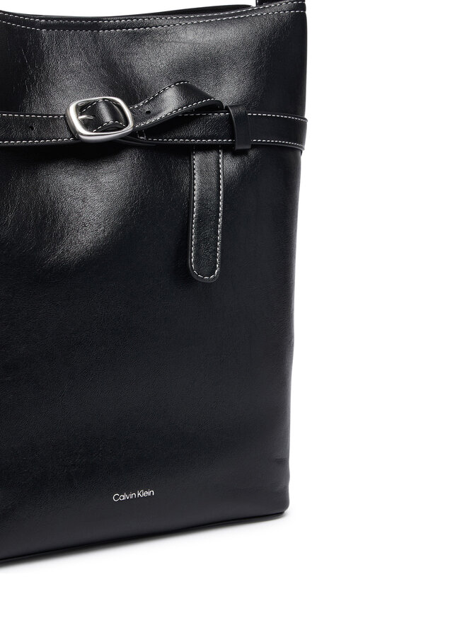 Calvin Klein Handtasche Calvin Klein Buckle Medium Bucket LV04F3551G Schwarz