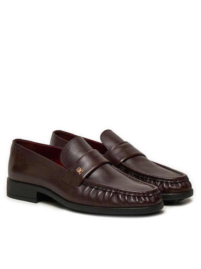 Tommy Hilfiger Lordsy Tommy Hilfiger Loafer Soft Nappa Pleated Toe FW0FW08362 Bordowy