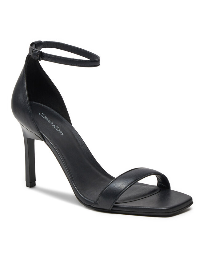 Calvin Klein Sandały Calvin Klein Heel Sandal 90 Pearl Lth HW0HW02066 Czarny