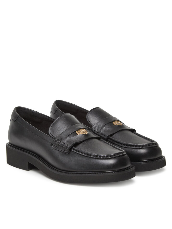 Tommy Hilfiger Slipper Tommy Hilfiger Crest Squarish Toe Penny Loafer FW0FW08633 Schwarz